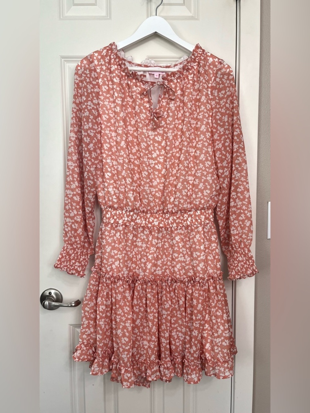 Pink Lily Floral Ruffle Mini Dress NWOT